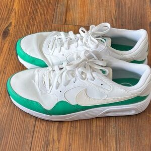 Nike White and Green Athletic Shoes